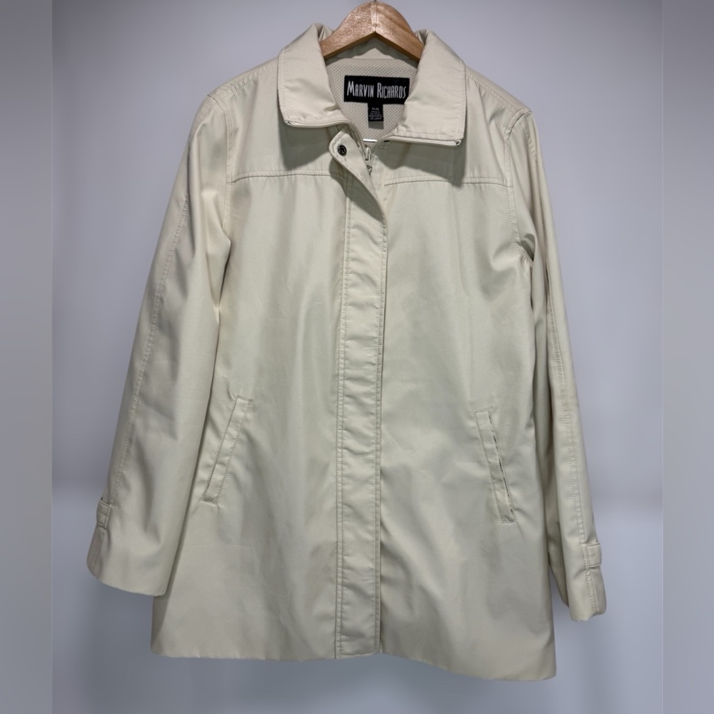 Vintage Marvin Richards Cream Lightweight Rain/Trench Coat Womens M